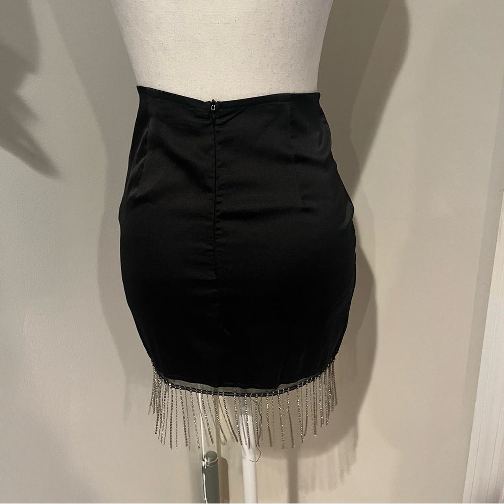 Prettylittlething Black Skirt with Rhinestone Fringe Detail - Picture 2 of 3